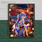 Genshin Impact Game Anime Wall Art Canvas Painting Cheerful Hu Tao Posters And Prints For Living Room Decoration Unframed