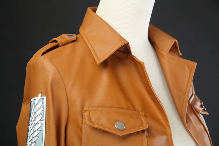 Anime Attack on Titan Cosplay Leather Jacket Shingeki no Kyojin Cosplay Costume Eren Legion Coat Jackets Halloween High Quality