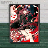 Genshin Impact Game Anime Wall Art Canvas Painting Cheerful Hu Tao Posters And Prints For Living Room Decoration Unframed