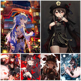 Genshin Impact Game Anime Wall Art Canvas Painting Cheerful Hu Tao Posters And Prints For Living Room Decoration Unframed