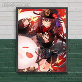 Genshin Impact Game Anime Wall Art Canvas Painting Cheerful Hu Tao Posters And Prints For Living Room Decoration Unframed