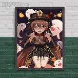 Genshin Impact Game Anime Wall Art Canvas Painting Cheerful Hu Tao Posters And Prints For Living Room Decoration Unframed