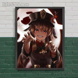 Genshin Impact Game Anime Wall Art Canvas Painting Cheerful Hu Tao Posters And Prints For Living Room Decoration Unframed