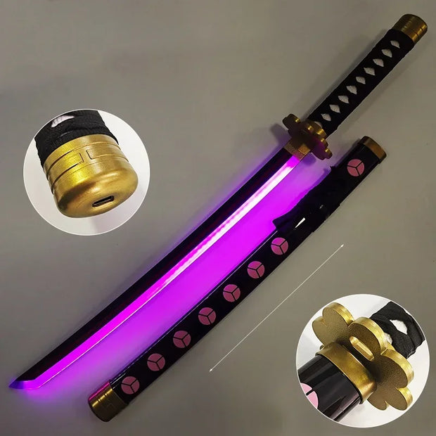 40inch Luminou Roronoa Zoro Katana Sword Led Light Anime Zoro Cosplay Prop Real Japanese Katana Original Samurai Sabre Kid Toy