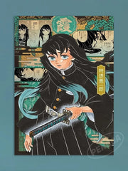 Modern Anime Canvas Wall Art  Demon Slayer Shinazugawa Sanemi Poster  Modular Home Decor for Living Room  Printed Painting