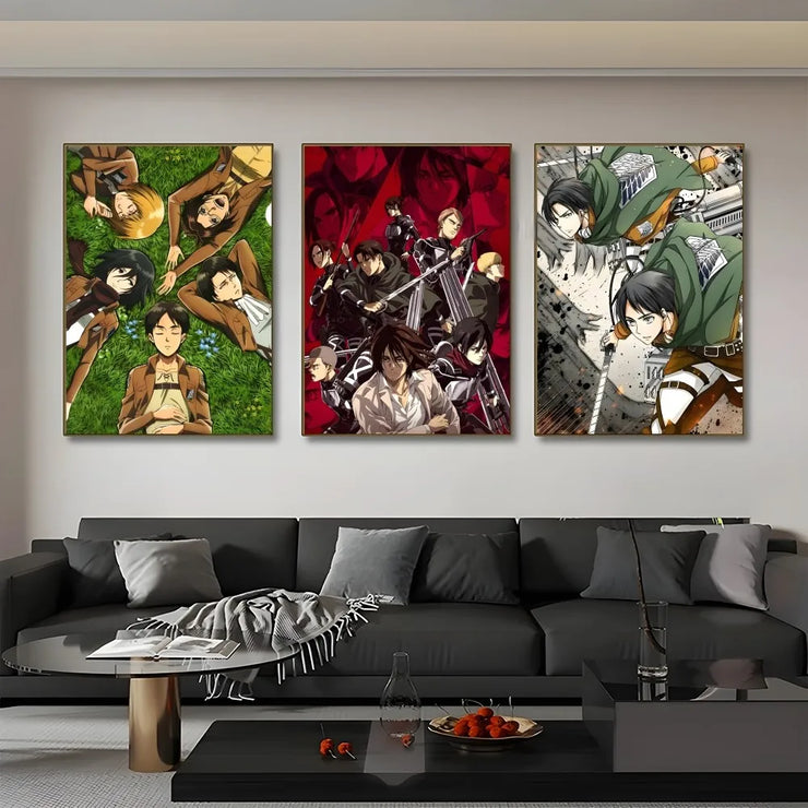 Anime A-Attack on Titans Poster Sticky Wall Art Printing Waterproof Home Living Bed Room Bar Aesthetic Decor