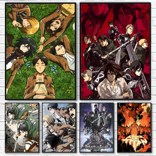 Anime A-Attack on Titans Poster Sticky Wall Art Printing Waterproof Home Living Bed Room Bar Aesthetic Decor