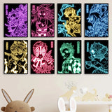 Neon Style Poster Canvas Painting  Japan Anime Cartoon Figure Wall Art Picture For Living Room Home Decor Unframed