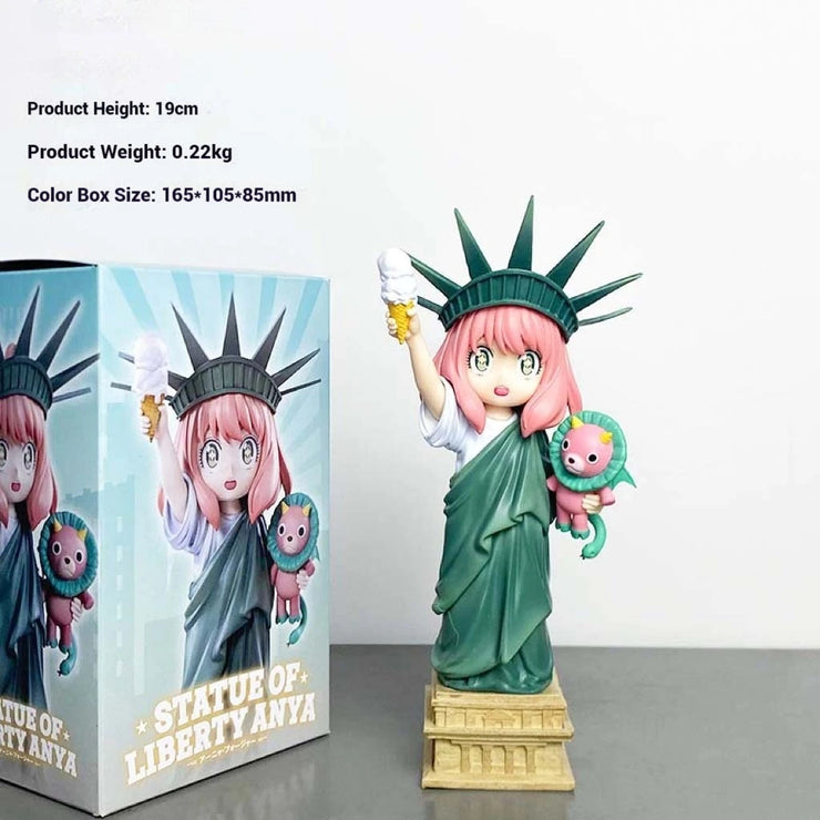 19cm Spy×Family Anya Forger Statue Of Liberty Anime Girl Action Figure Model Statue Collection Desktop Decoration Ornament Toys