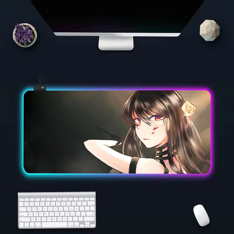 Anime Spy X Family RGB Pc Gamer Keyboard Mouse Pad Mousepad LED Glowing Mouse Mats Rubber Gaming Computer Mausepad