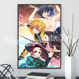 Demon Slayer Self-adhesive Anime Poster Hashira Nezuko Agatsuma Zenitsu Inosuke Wall Painting Home Decor Wall Art Room Kid Gift
