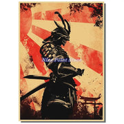 Japan Samurai Kraft paper Poster Home Wall Art Prints Pictures Bedroom Living Room Decor Murals Shop Bar Decoration