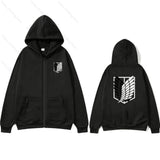 Anime Attack on Titan Print Hoodies Zip Up Hoodie Long Sleeve Coat for Man Woman Casual Autumn Clothes Hooded Zip-up Sweatshirt