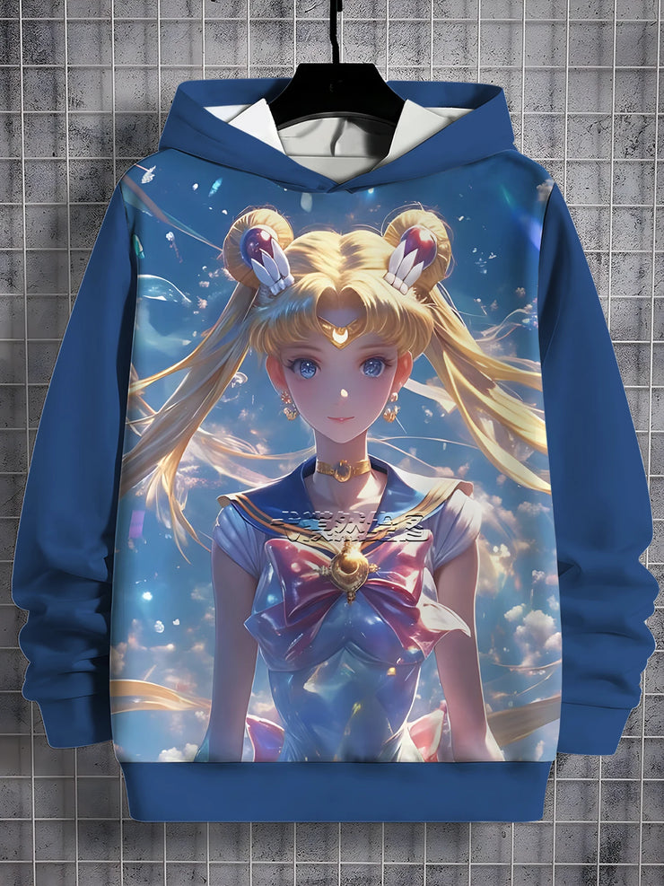 Cartoon Sailor Moons 3D Print All Seasons Children Casual Sweatshirt Cool Pullover Tops Unisex Clothes Boy Girl Hoodies