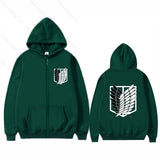Anime Attack on Titan Print Hoodies Zip Up Hoodie Long Sleeve Coat for Man Woman Casual Autumn Clothes Hooded Zip-up Sweatshirt