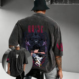 Solo Leveling Anime Print Vintage Washed T Shirt Men Women Cotton Short Sleeve Tee Streetwear Casual Tops 2025 Summer Harajuku