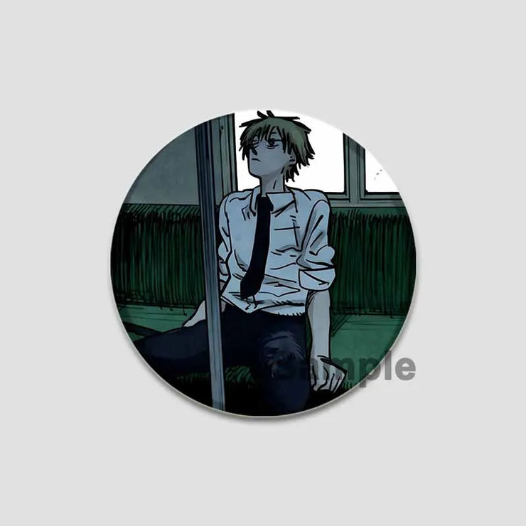 Anime Chainsaw Man Button Pins Character Makima Denji Cartoon Brooches Round Badge Backpacks Accessory Decor Fans Collect Gifts
