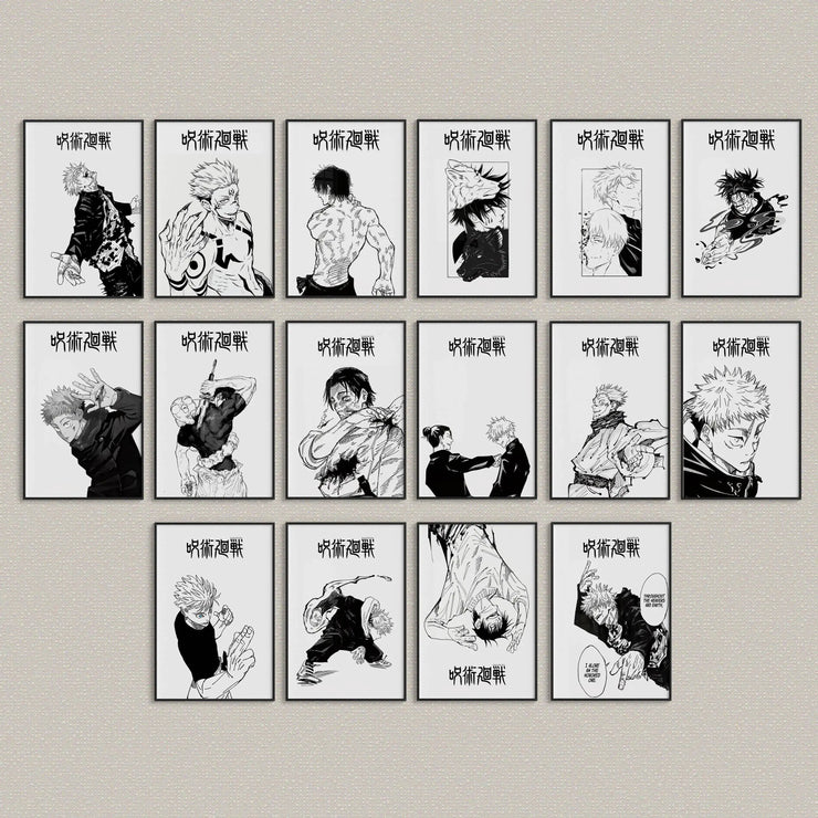 Modern Famous Bilibili Black and White Anime J-Jujutsu K-Kaisen Poster Canvas Paint Print Art Picture Home Room Wall Decor Gift