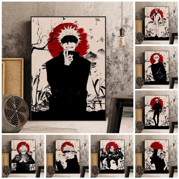 Modern Japanese Anime Canvas Wall Art  Jujutsu Kaisen Gojo Satoru Poster for Kids Room Decor Stylish Home Murals Decorative Pain