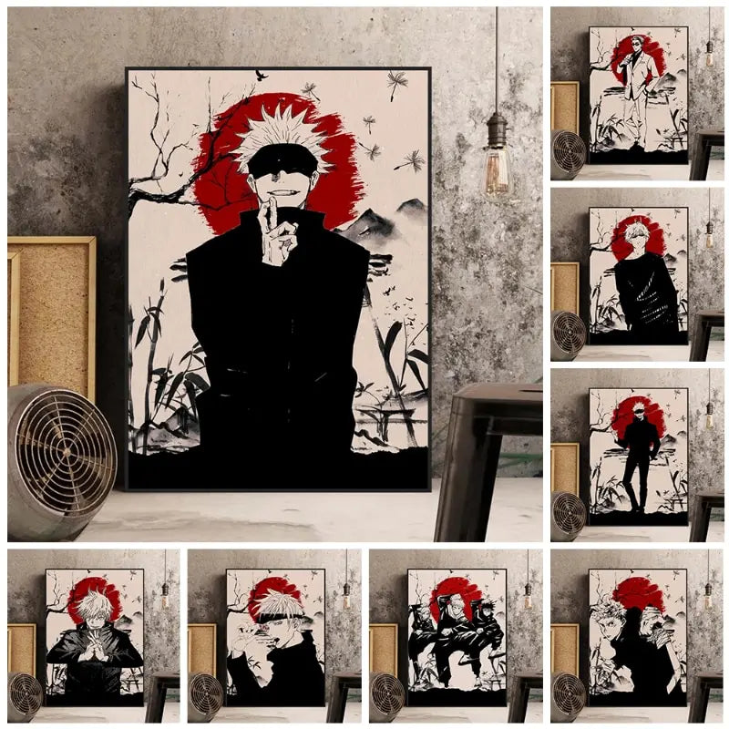 Modern Japanese Anime Canvas Wall Art  Jujutsu Kaisen Gojo Satoru Poster for Kids Room Decor Stylish Home Murals Decorative Pain