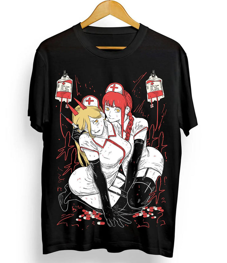 MAKIMA POWER T-Shirt Japanese Anime Manga Chainsaw Man Denji Power Black Shirt