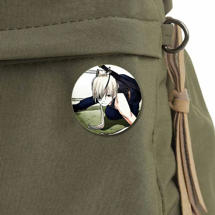 Anime Chainsaw Man Button Pins Character Makima Denji Cartoon Brooches Round Badge Backpacks Accessory Decor Fans Collect Gifts