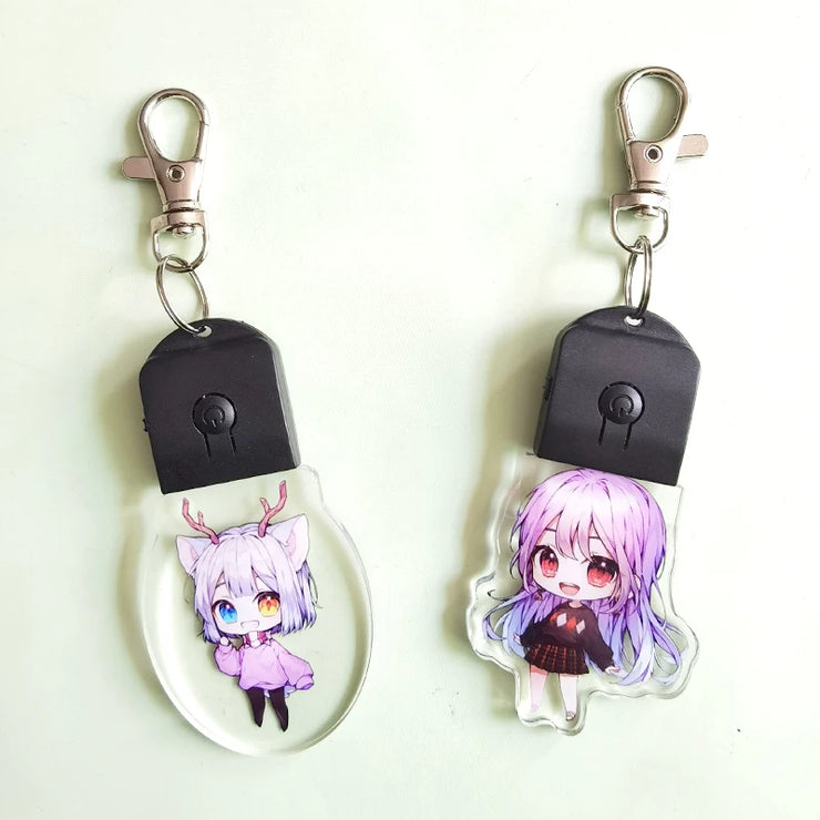 Custom LED Light 7 Colors Keychains Cartoon Acrylic Key Chain Photo Customized Anime Charms Clear Acrylic Personalized Keychains