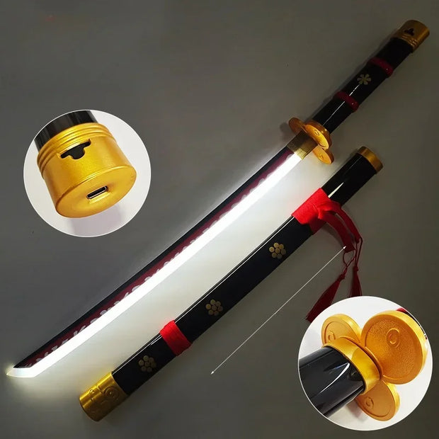 40inch Luminou Roronoa Zoro Katana Sword Led Light Anime Zoro Cosplay Prop Real Japanese Katana Original Samurai Sabre Kid Toy