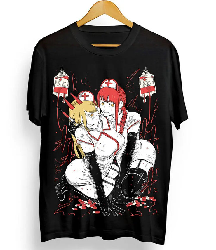 MAKIMA POWER T-Shirt Japanese Anime Manga Chainsaw Man Denji Power Black Shirt