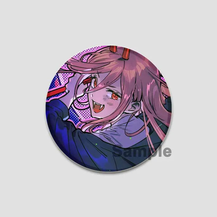 Anime Chainsaw Man Button Pins Character Makima Denji Cartoon Brooches Round Badge Backpacks Accessory Decor Fans Collect Gifts