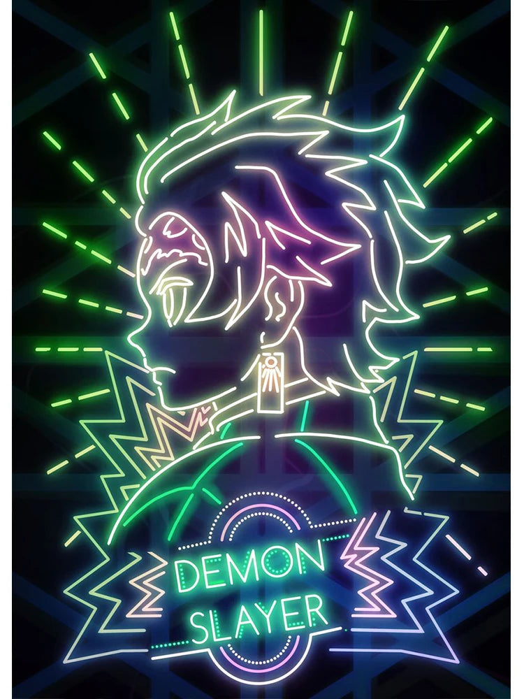 Neon Style Poster Canvas Painting  Japan Anime Cartoon Figure Wall Art Picture For Living Room Home Decor Unframed