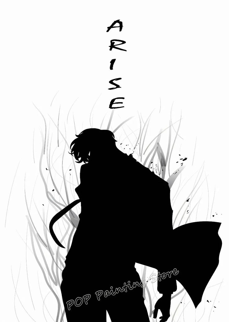 Solo Inspired Anime Wall Art Canvas Print L-Leveling Sung Jin-Woo Manga Poster Dark Fantasy Home Decor for Gaming Room Bedroom