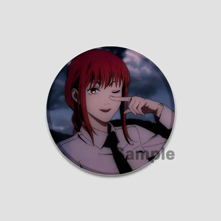 Anime Chainsaw Man Button Pins Character Makima Denji Cartoon Brooches Round Badge Backpacks Accessory Decor Fans Collect Gifts