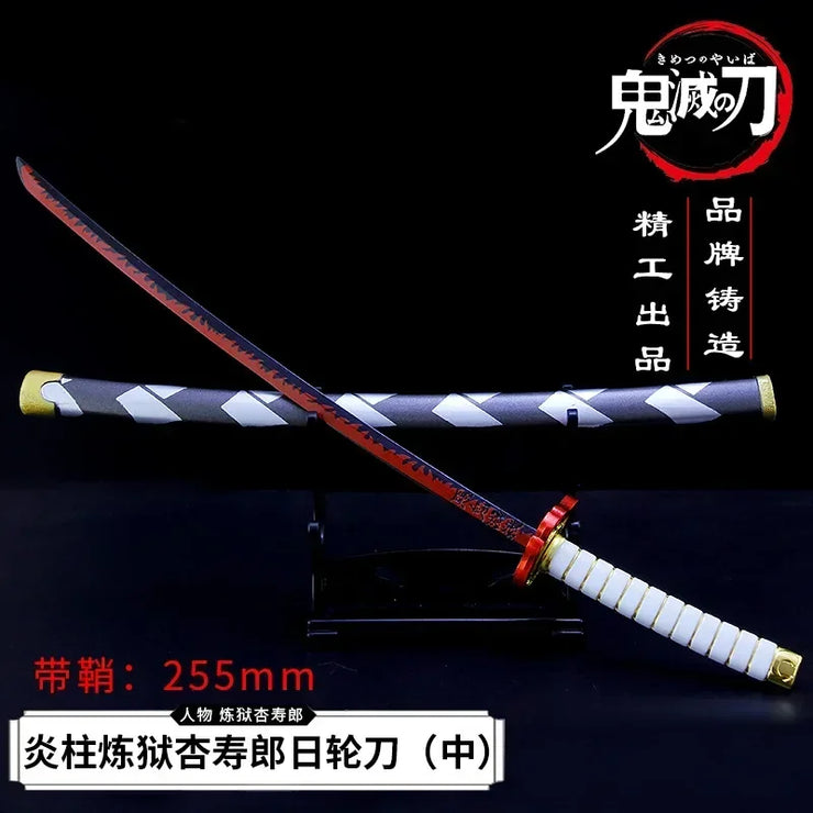 Demon Slayer Sword 9pcs Katana Sword Nichirin Blade Collection Samurai Royal Japanese Anime Weapon Model Keychain Gifts Toys Boy
