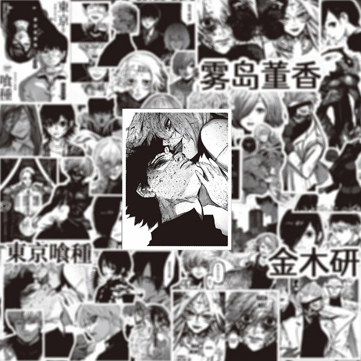 10/30/70pcs Black White Anime Tokyo Ghoul Stickers Kaneki Ken Cartoon Sticker Water Bottle Phone Notebook Cool Decals Decoration