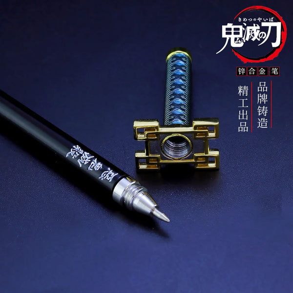 20CM Anime Demon Slayer Sword Model Gel Pen Kimetsu No Yaiba Tanjirou Weapon Black Refill Cosplay Prop Student Gift Box Package