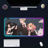 Anime Spy X Family RGB Pc Gamer Keyboard Mouse Pad Mousepad LED Glowing Mouse Mats Rubber Gaming Computer Mausepad