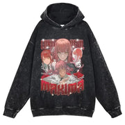 Makima Denji Power Aki Hoodie Vintage Washed Anime Manga Hooded Sweatshirts Oversized Chainsaw Demon Hoodies Men 100% Cotton
