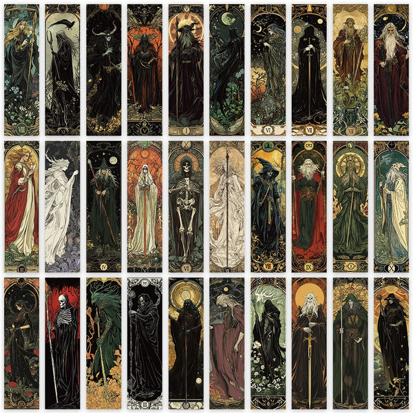 30pcs Aesthetic Darkness Magic Wizard Paper Bookmarks Library Office Page Markings DIY Students Reader Page Markers