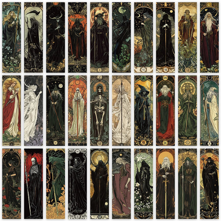 30pcs Aesthetic Darkness Magic Wizard Paper Bookmarks Library Office Page Markings DIY Students Reader Page Markers