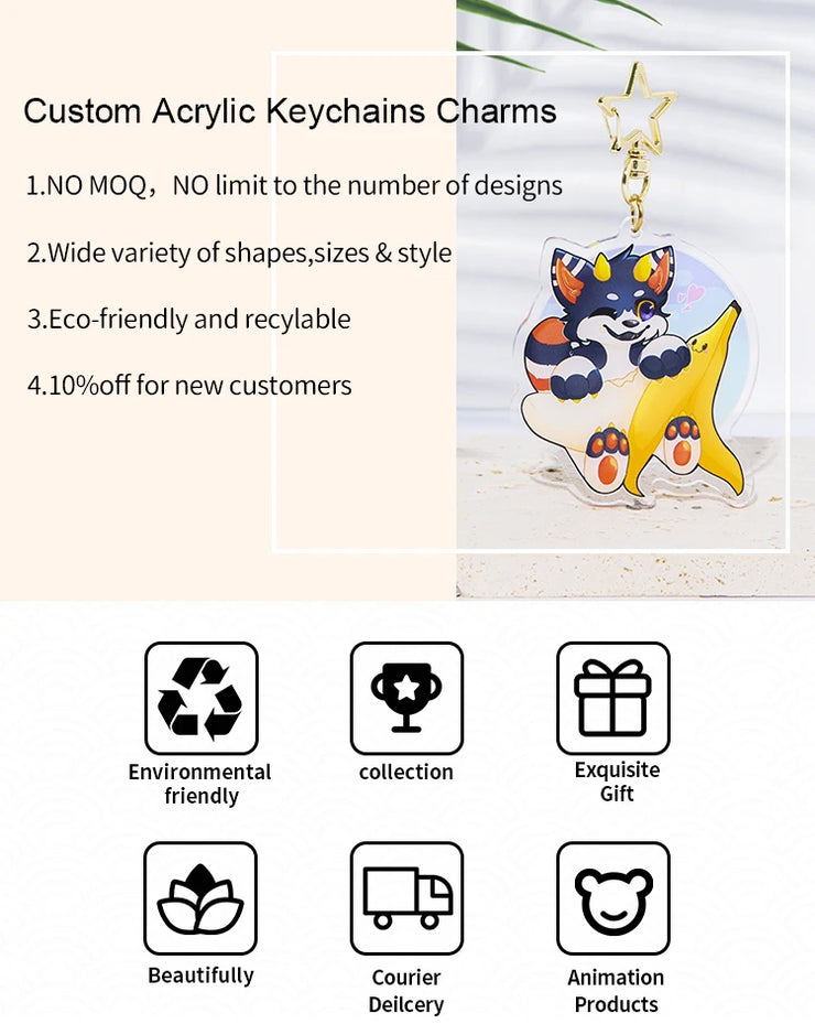 Custom LED Light 7 Colors Keychains Cartoon Acrylic Key Chain Photo Customized Anime Charms Clear Acrylic Personalized Keychains