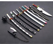 Demon Slayer Sword 9pcs Katana Sword Nichirin Blade Collection Samurai Royal Japanese Anime Weapon Model Keychain Gifts Toys Boy