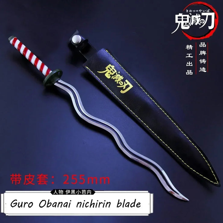 Demon Slayer Sword 9pcs Katana Sword Nichirin Blade Collection Samurai Royal Japanese Anime Weapon Model Keychain Gifts Toys Boy
