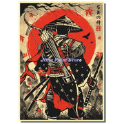 Japan Samurai Kraft paper Poster Home Wall Art Prints Pictures Bedroom Living Room Decor Murals Shop Bar Decoration