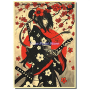 Japan Samurai Kraft paper Poster Home Wall Art Prints Pictures Bedroom Living Room Decor Murals Shop Bar Decoration