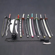 Demon Slayer Sword 9pcs Katana Sword Nichirin Blade Collection Samurai Royal Japanese Anime Weapon Model Keychain Gifts Toys Boy