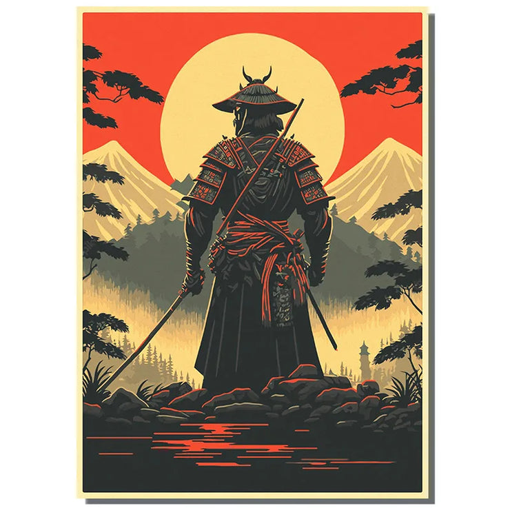 Japan Samurai Kraft paper Poster Home Wall Art Prints Pictures Bedroom Living Room Decor Murals Shop Bar Decoration