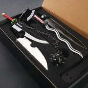 Demon Slayer Sword 9pcs Katana Sword Nichirin Blade Collection Samurai Royal Japanese Anime Weapon Model Keychain Gifts Toys Boy