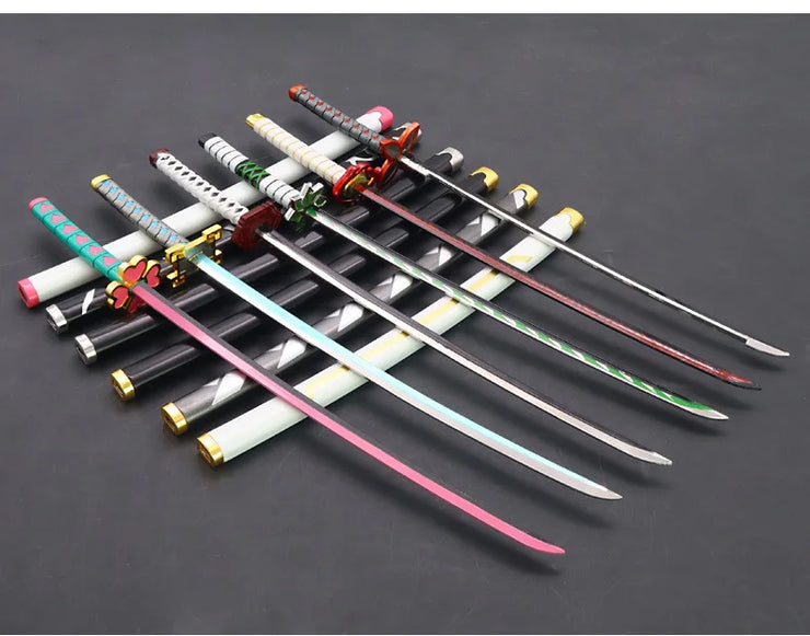 Demon Slayer Sword 9pcs Katana Sword Nichirin Blade Collection Samurai Royal Japanese Anime Weapon Model Keychain Gifts Toys Boy