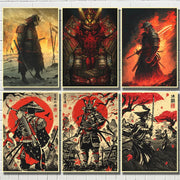 Japan Samurai Kraft paper Poster Home Wall Art Prints Pictures Bedroom Living Room Decor Murals Shop Bar Decoration